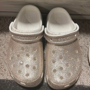 Gold and Silver Glitter Platform Crocs
